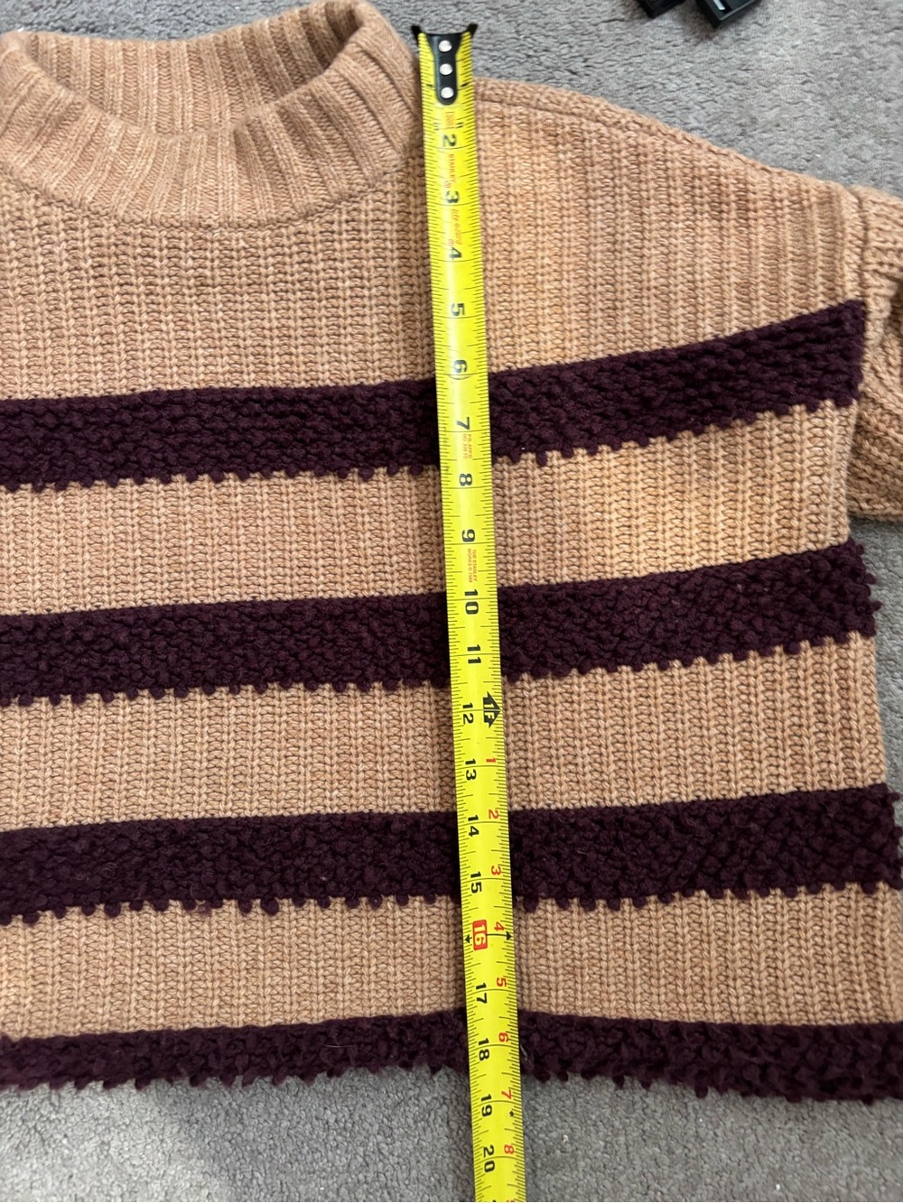 Lou & Grey Chunky Striped Knit Sweater Cotton Cashmere Alpaca Blend Fits M - Picture 6 of 8
